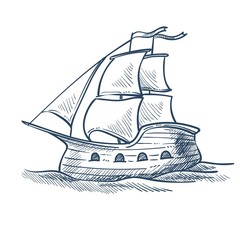 Ship isolated sketch sailboat sea transport voyage and traveling © Sonulkaster