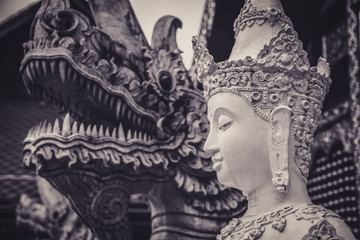 Thai Buddha Statue with Dragon