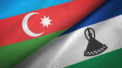 Azerbaijan and Lesotho two flags textile cloth, fabric texture