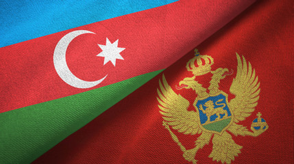 Azerbaijan and Montenegro two flags textile cloth, fabric texture