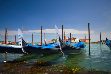 Fototapeta na wymiar Gondolas on Grand Canal of Venice