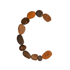 letters of the English alphabet, made of sea stones