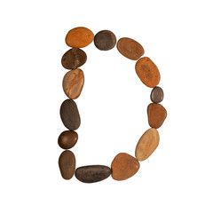 letters of the English alphabet, made of sea stones