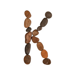 letters of the English alphabet, made of sea stones