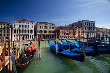 Fototapeta na wymiar Gondolas on Grand Canal of Venice