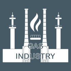 Gas processing plant.Gas burner with flame.