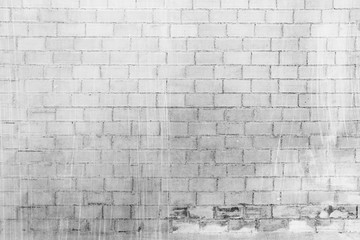 Old white brickwall grungy background or texture