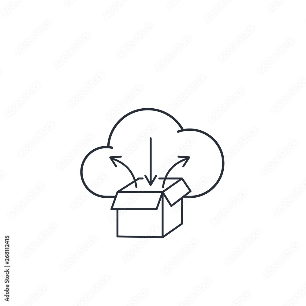Poster cloud . blockchain. operation. vector linear icon.