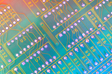 Electronic board design, Motherboard digital chip. Tech science background.