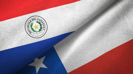 Paraguay and Chile two flags textile cloth, fabric texture