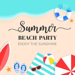 Summer time, Summer beach background vector illustration © lukpedclub