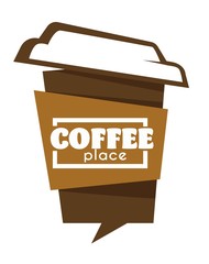 Takeaway coffee cup isolated icon cafe or cafeteria