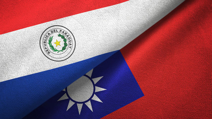 Paraguay and Taiwan two flags textile cloth, fabric texture