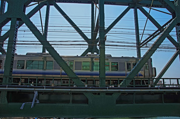 Naklejka premium 鉄道が通過する鉄橋