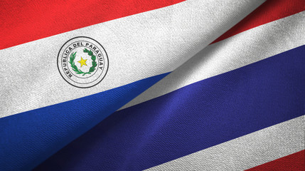 Paraguay and Thailand two flags textile cloth, fabric texture