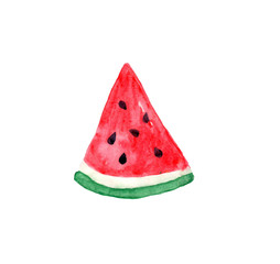 Watercolor. A slice of watermelon on a white background