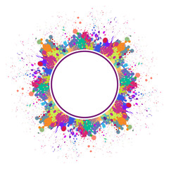 Fototapeta na wymiar Round digital frame with colored spots