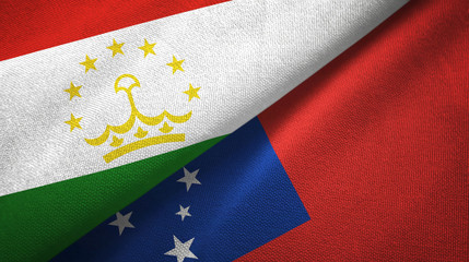 Tajikistan and Samoa two flags textile cloth, fabric texture