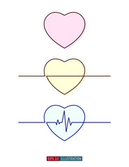 Continuous line drawing of heart symbol. Template for your design. Vector illustration.