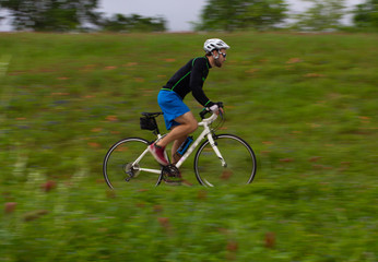Man Excercising Outdoors on Bike Trail - Blurred Motion