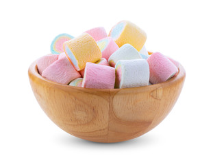 Colorful mini marshmallows isolated on white background. full depth of field