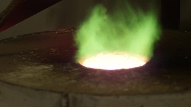 Heat coming out of bronze melting pot