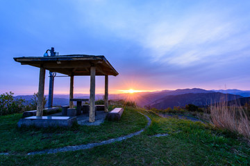 写真素材：塩塚高原、展望台、朝日、日の出
