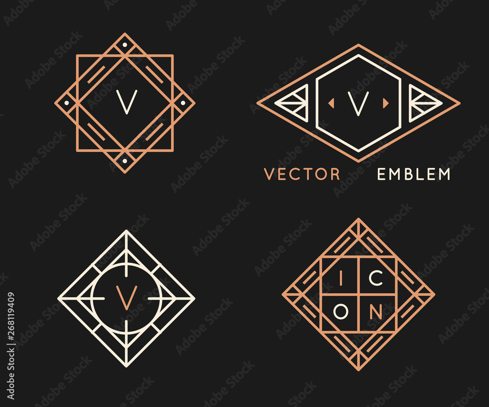 Aufkleber Vector logo design templates and monogram design elements in simple minimal style