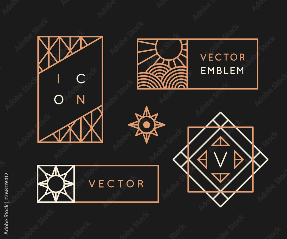 Aufkleber Vector logo design templates and monogram design elements in simple minimal style with copy space for text