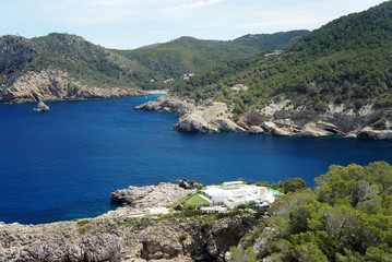 Fototapeta na wymiar Steep shores of the island of Ibiza.