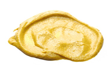 Yellow mustard sauce, spread isolated on white background