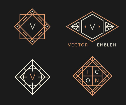 Vector logo design templates and monogram design elements in simple minimal style
