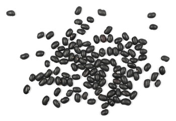 Black beans isolated on white background, top view