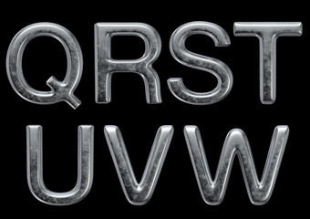 Beveled Metal Alphabet 3D Render