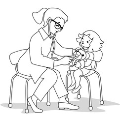 Vector Illustration of child and doctor.