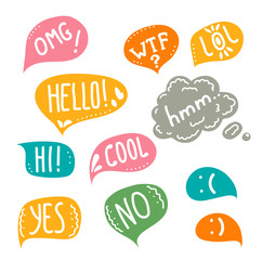 Vector speech bubble colorful set isolated