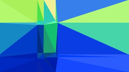 Abstract color triangles geometric background with pale green, light sea green and strong blue colors for poster, cards, wallpaper or texture