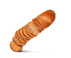 Sliced loaf of bread on an isolated white background