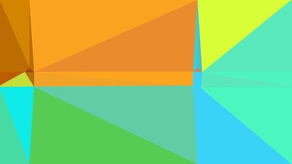 Obraz premium geometric triangles style in golden rod, medium turquoise and moderate green color. abstract triangles composition. for poster, cards, wallpaper or texture