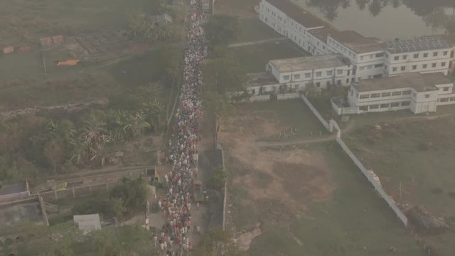 Sri Caitanya Mahaprabhu birthplace, Mayapur, India, 4k aerial ungraded