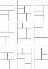 Illustration of a cartoon frame outline set