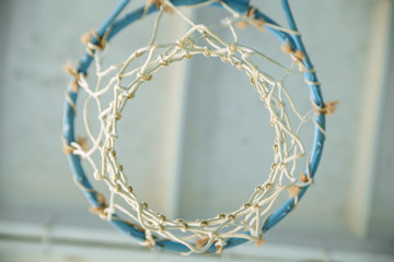 basketball basket of blue with a grid