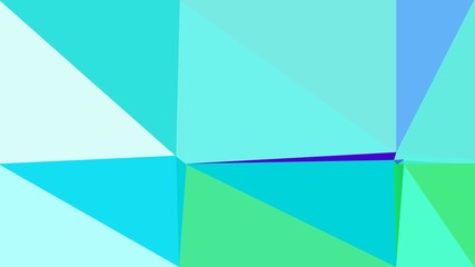 Abstract color triangles geometric background with turquoise, light cyan and medium sea green colors for poster, cards, wallpaper or texture