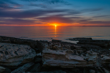 Bright colorful sunset on sea