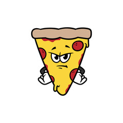 Cartoon Angry Pizza Character Vector