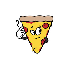 Cartoon Confused Pizza Character Vector