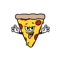 Cartoon Scaring Pizza Character Vector