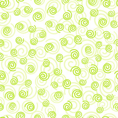 Abstract doodle curly green geometric seamless pattern