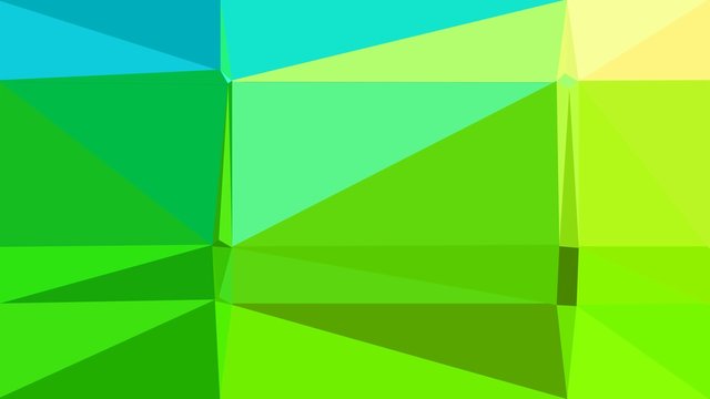 Abstract color triangles geometric background with lawn green, green yellow and turquoise colors for poster, cards, wallpaper or texture