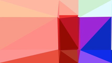 Abstract color triangles geometric background with light salmon, medium blue and dark moderate pink colors for poster, cards, wallpaper or texture